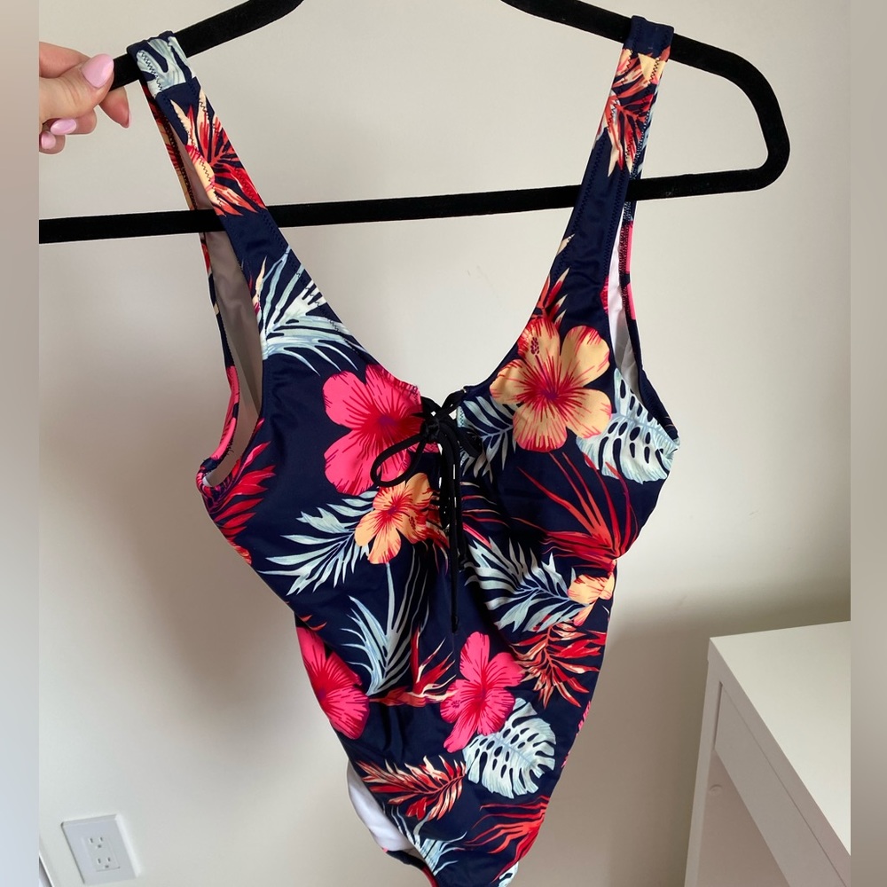 Floral one piece bathing suit
